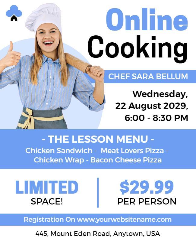 Pastel Online Cooking Class Poster Template