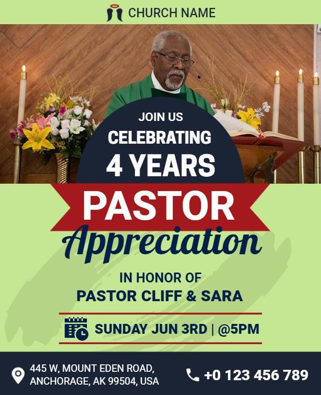 Pastor Appreciation Anniversary Celebration Flyer Template