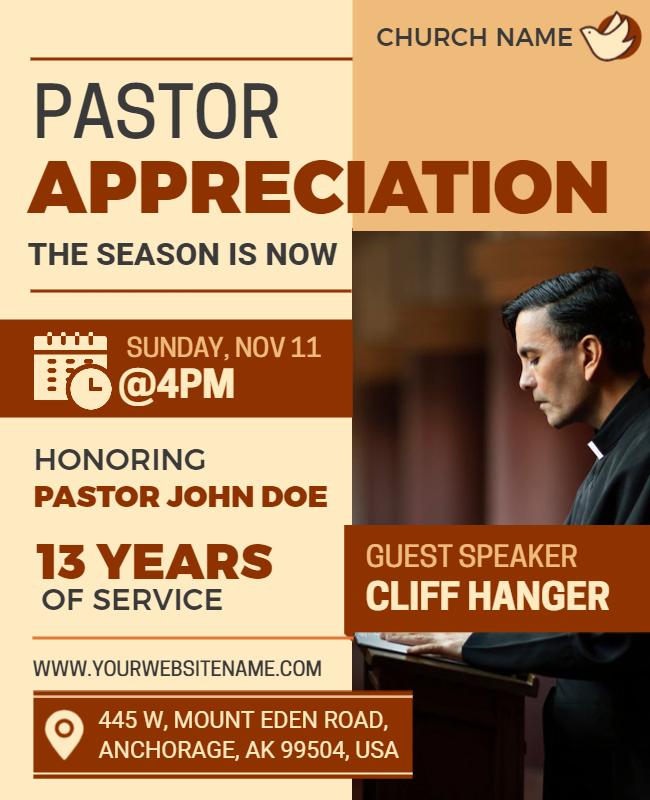 Pastor Appreciation Event with Guest Speaker Flyer Template