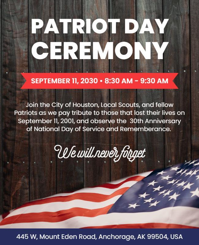 Patriot Day Ceremony Commemoration Flyer Template