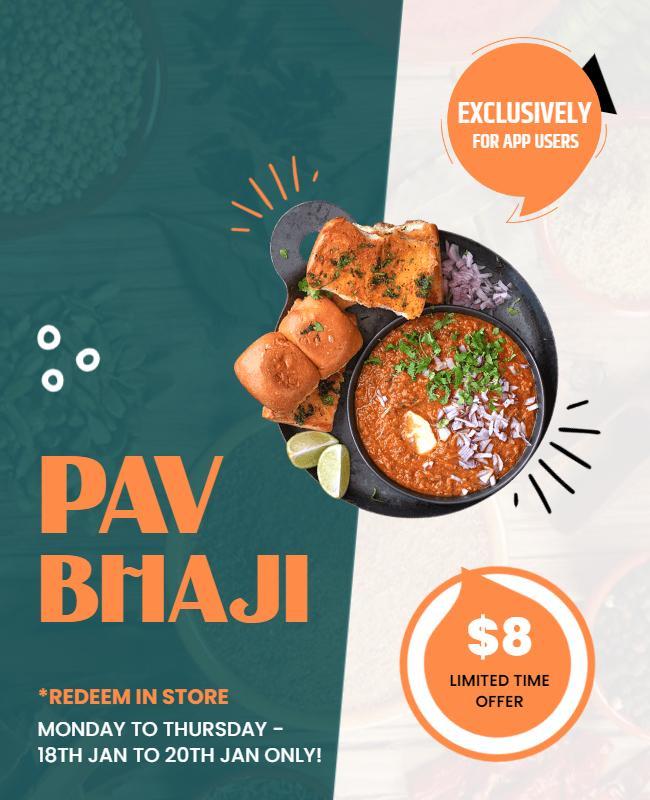 Pav Bhaji Restaurant Promotion Flyer Template