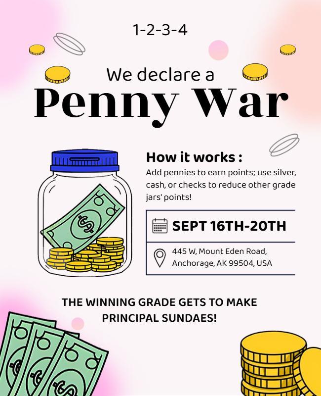 Penny War Fundraising Event Flyer Template