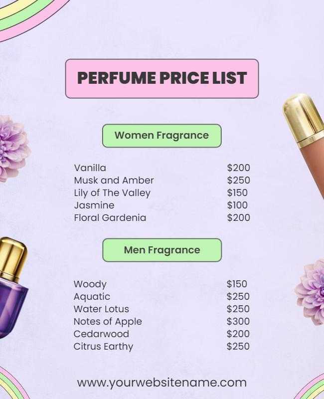 Perfume Fragrance Price List Flyer Template