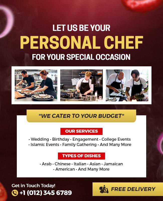 Personal Chef Catering Service Flyer Template