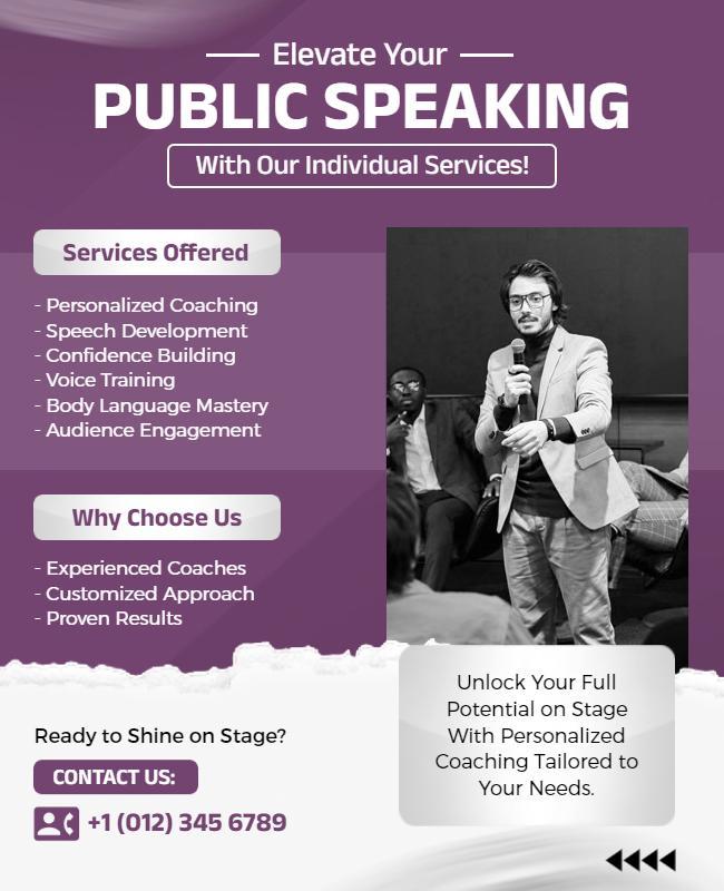 Personalized Public Speaking Coaching Flyer Template