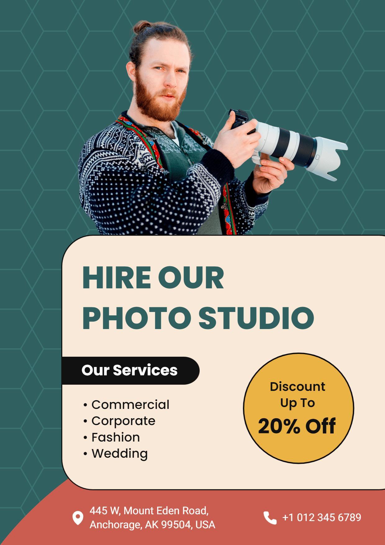 Photo Studio Services Promotional A4 Flyer Template