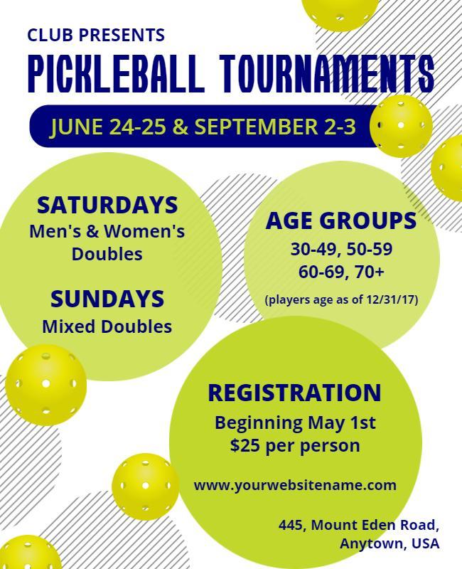 Pickleball Tournaments Event Flyer Template