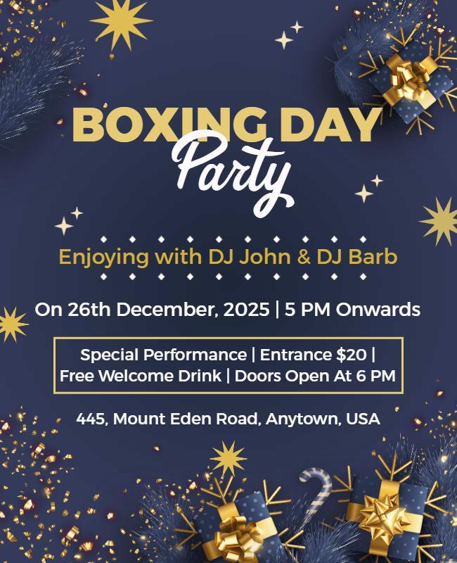 Pickled Bluewood and Cadet Blue Party Boxing Day Flyer Template