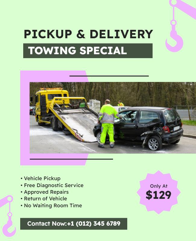 Pickup and Delivery Towing Service Flyer Template