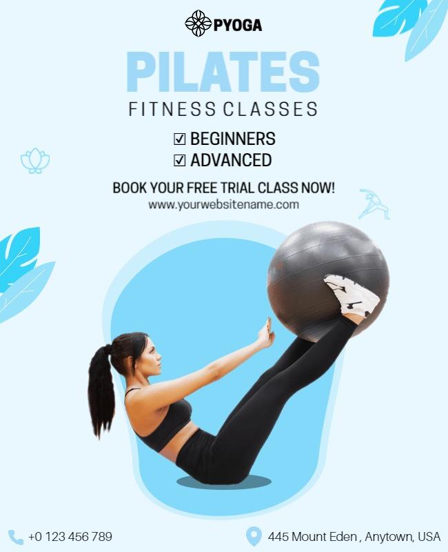 Pilates Fitness Classes Promotional Flyer Template