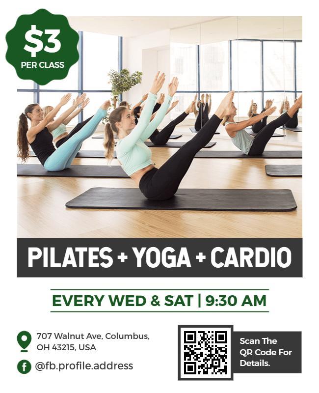 Pilates Yoga Cardio Class Flyer Template