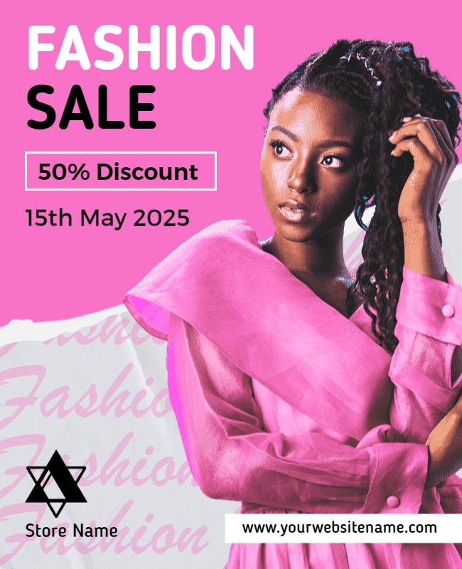 Pink and Grey Sales Poster Template