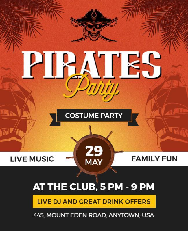 Pirate Costume Party Family Fun Flyer Template