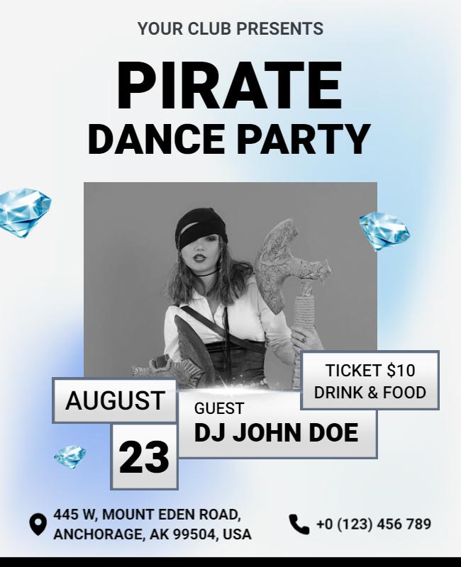 Pirate Themed Dance Party Flyer Template