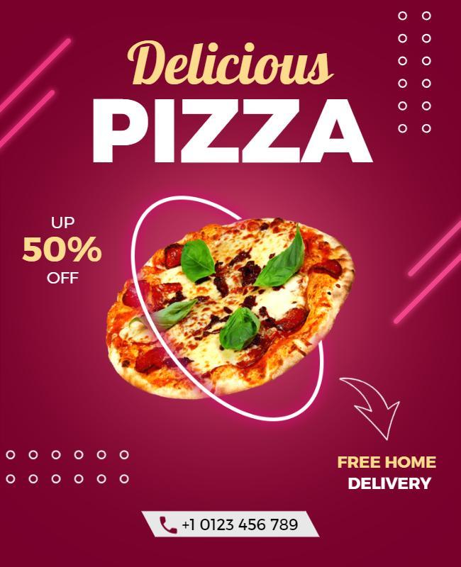 Pizza Promotion with Free Delivery Flyer Template