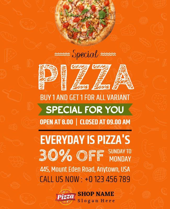 Pizza Restaurant Special Offer Flyer Template