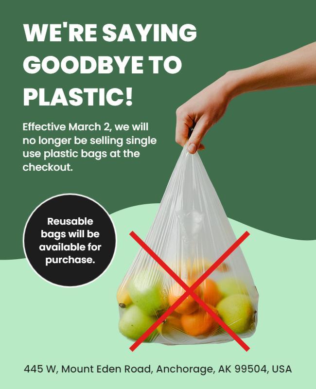 Plastic Bag Ban Announcement Flyer Template