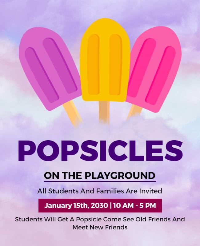 Playground Popsicle Event Invitation Flyer Template