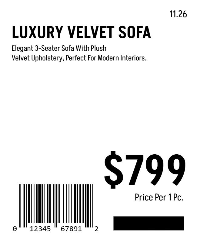 Plush Velvet Sofa Promotion Barcode Flyer Template