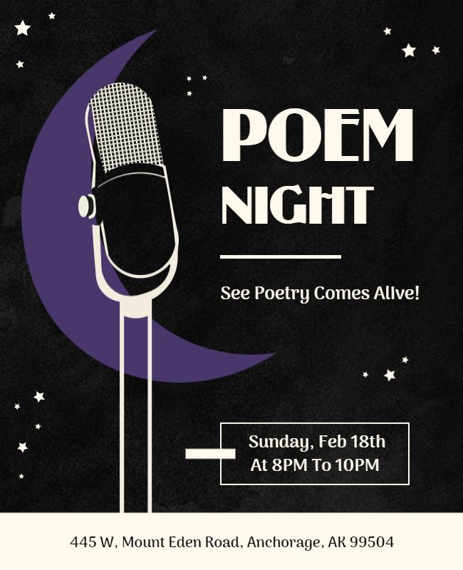 Poetry Reading Night Event Flyer Template