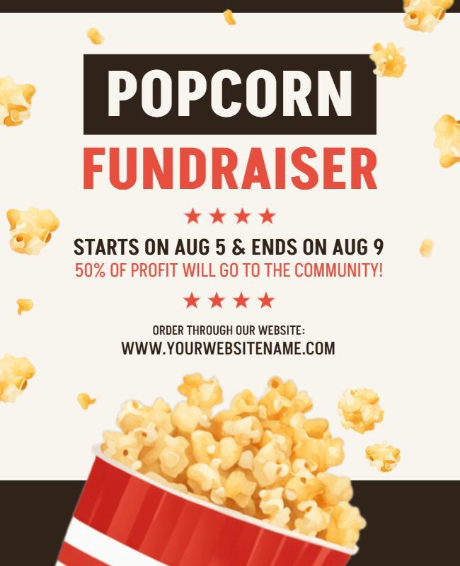 Popcorn Community Fundraiser Event Flyer Template