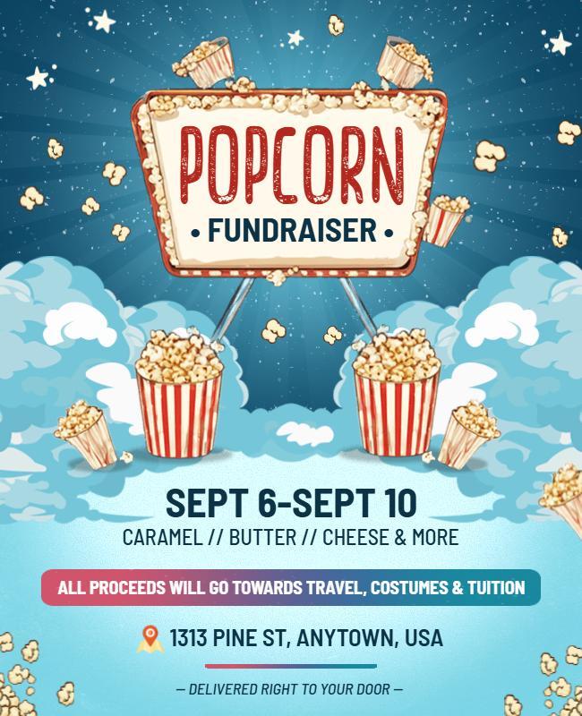 Popcorn Fundraiser Advertising Flyer Template