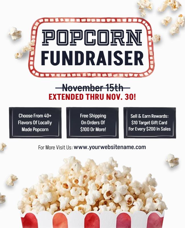 Popcorn Fundraiser Event Promotional Flyer Template