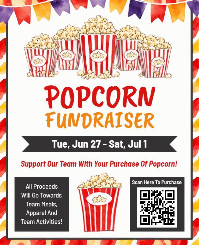 Popcorn Fundraiser Event Support Flyer Template