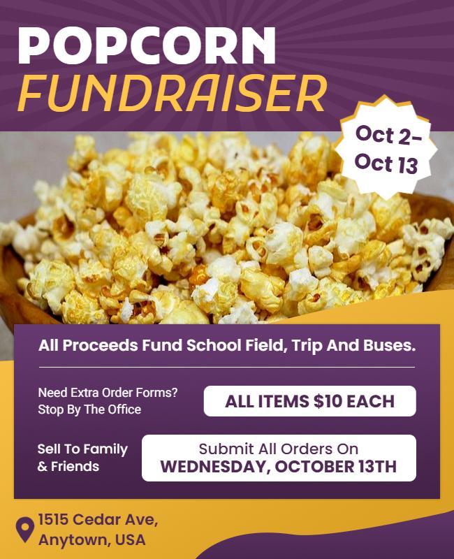 Popcorn Fundraiser School Event Flyer Template