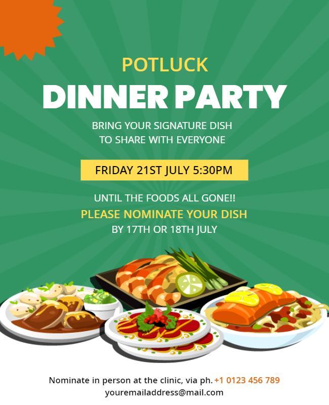 Potluck Dinner Gathering Invitation Flyer Template