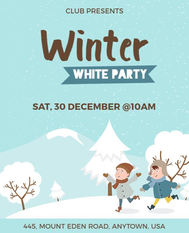 Powder Blue Winter White Party Flyer Template