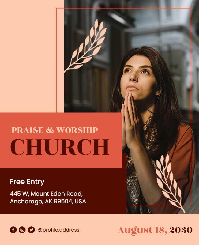 Praise and Worship Church Event Flyer Template