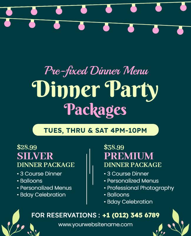 Pre Fixed Dinner Party Packages Flyer Template