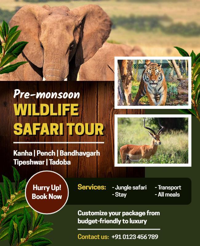 Pre Monsoon Wildlife Safari Tour Flyer Template