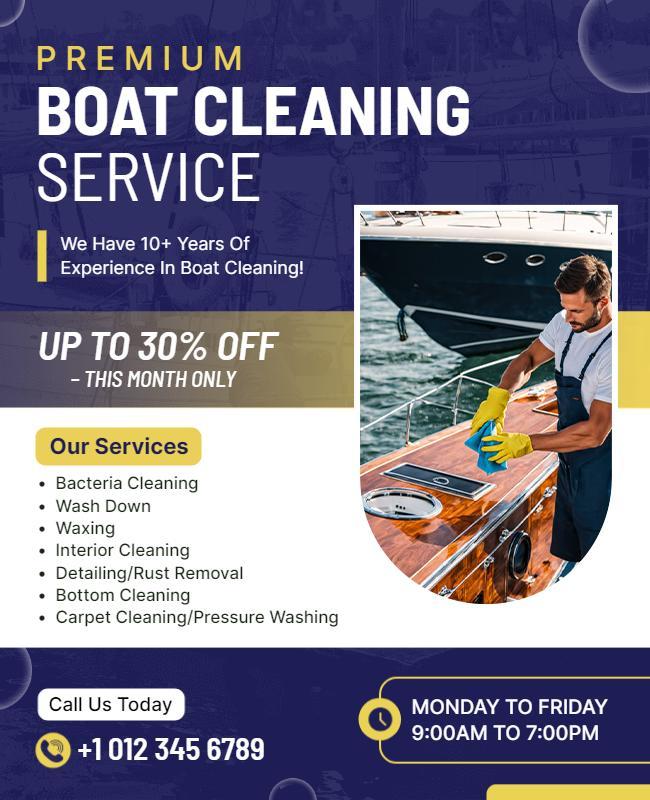 Premium Boat Cleaning Service Flyer Template