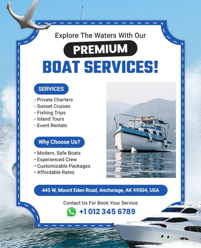 Premium Boat Services Promotional Flyer Template