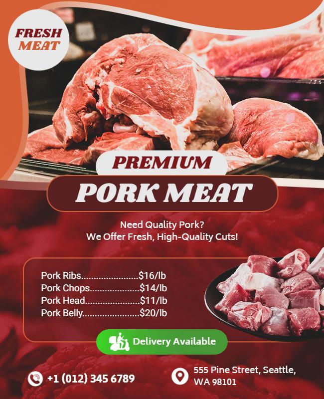 Premium Fresh Pork Meat Sale Flyer Template