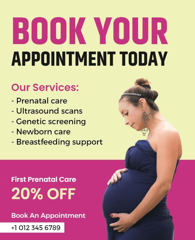 Prenatal Care Appointment Promotion Flyer Template