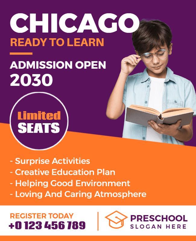 Preschool Admission Open Learning Flyer Template