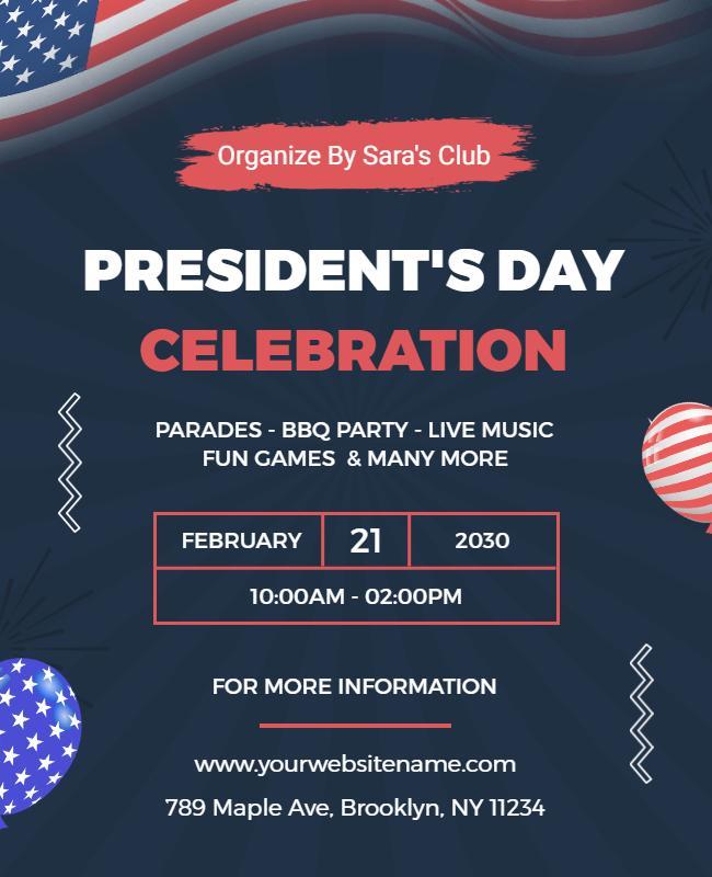 Presidents Day Celebration Event Flyer Template