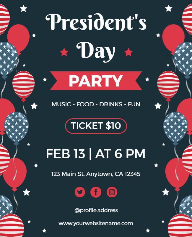 Presidents Day Celebration Party Flyer Template