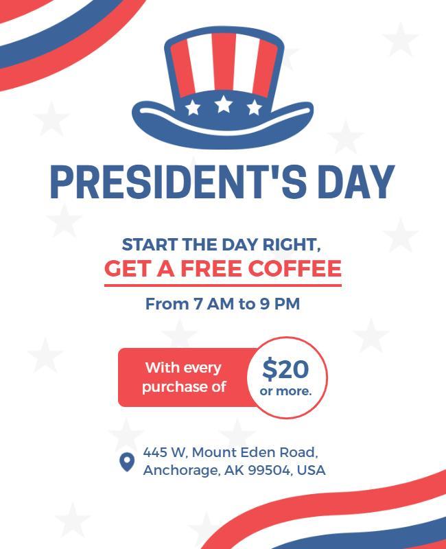 Presidents Day Free Coffee Promotion Flyer Template