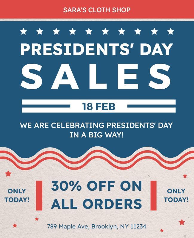 Presidents Day Sales Event Flyer Template