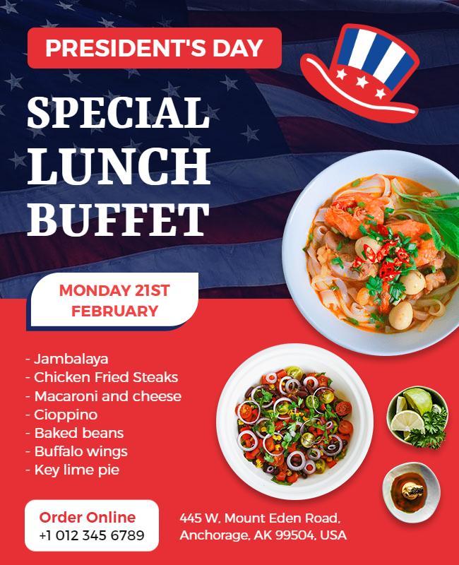 Presidents Day Special Lunch Buffet Flyer Template