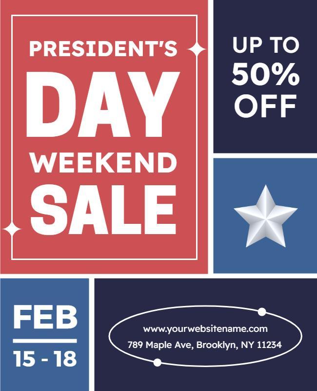 Presidents Day Weekend Sale Promotion Flyer Template