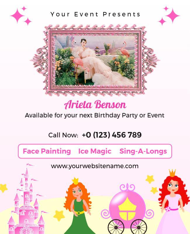 Princess Birthday Party Event Flyer Template