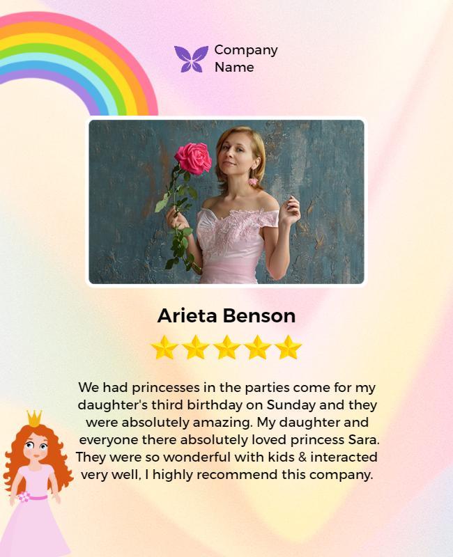 Princess Birthday Party Testimonial Flyer Template