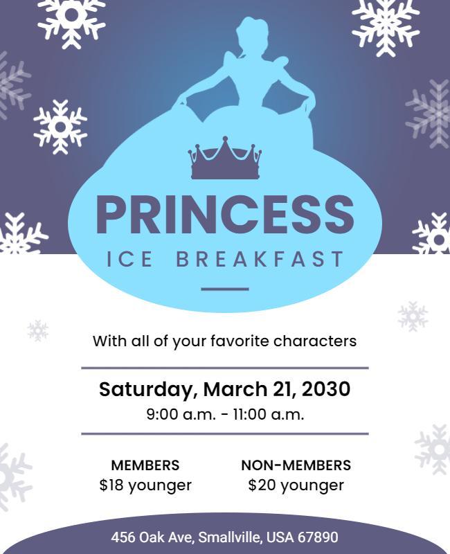 Princess Ice Breakfast Event Flyer Template