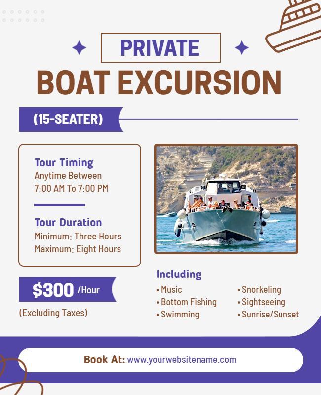 Private Boat Excursion Adventure Flyer Template