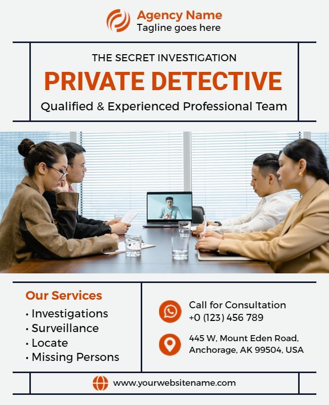 Private Detective Investigation Services Flyer Template